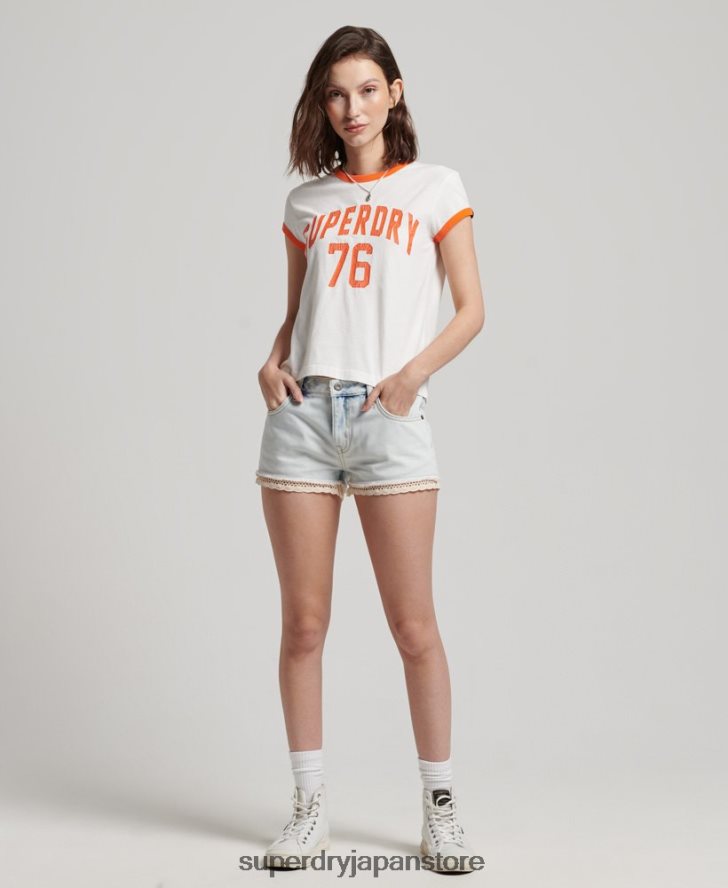 ヴィンテージ アスレチック リンガー T シャツ 女性 Superdry 衣類 白 2J62PZ2713