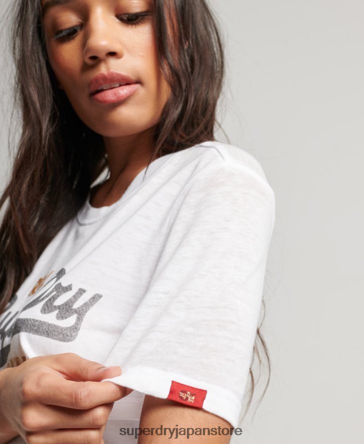ヴィンテージロゴ バーンアウト Tシャツ 女性 Superdry 衣類 白 2J62PZ2715