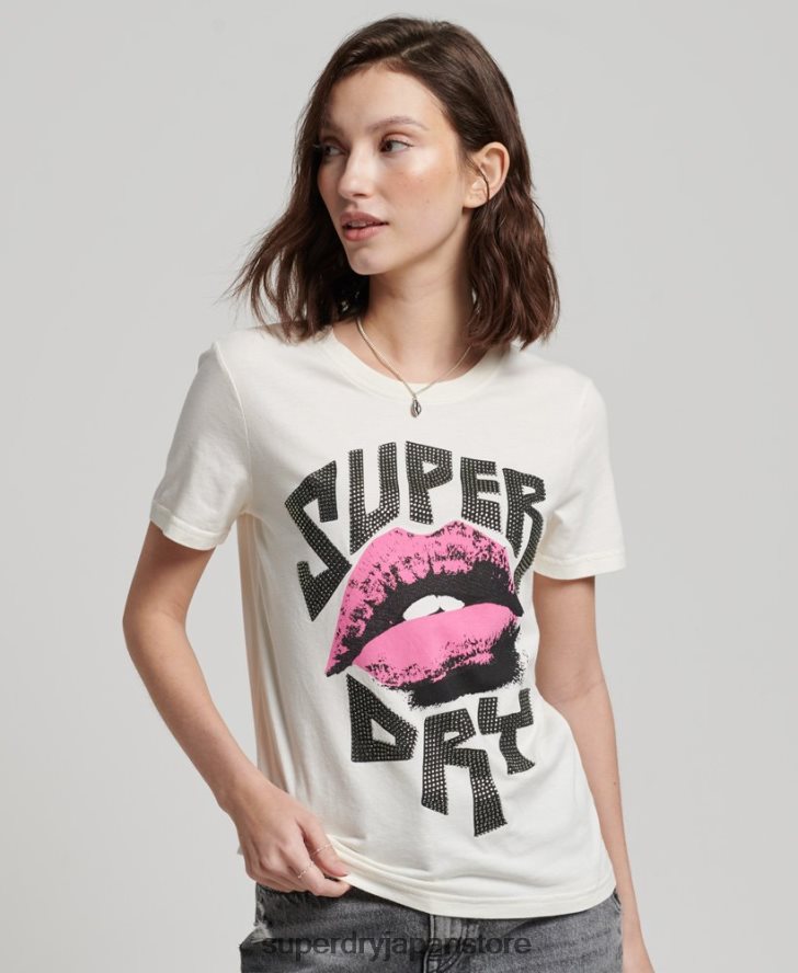 ローファイ ポスター T シャツ 女性 Superdry 衣類 白 2J62PZ2717
