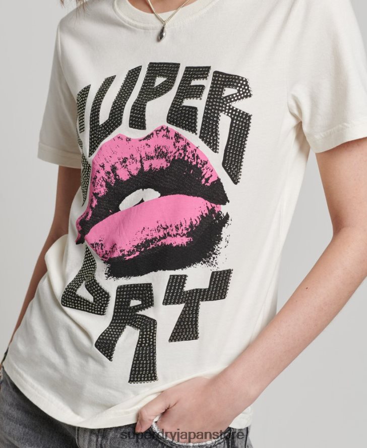 ローファイ ポスター T シャツ 女性 Superdry 衣類 白 2J62PZ2717