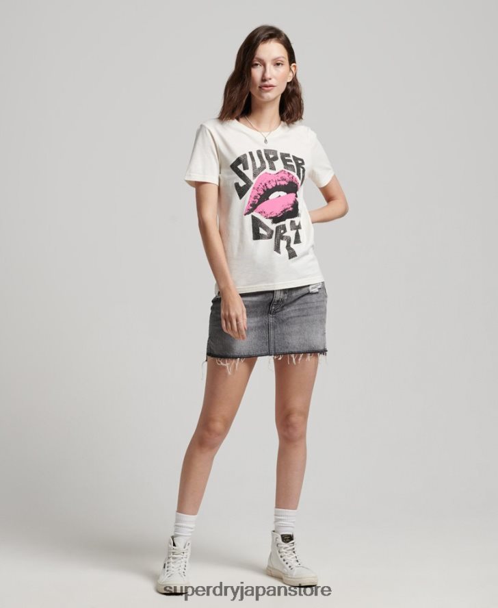 ローファイ ポスター T シャツ 女性 Superdry 衣類 白 2J62PZ2717