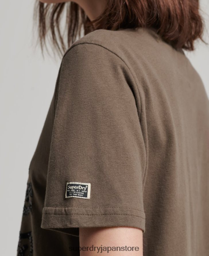 ヴィンテージ装飾Tシャツ 女性 Superdry 衣類 カーキ 2J62PZ2722