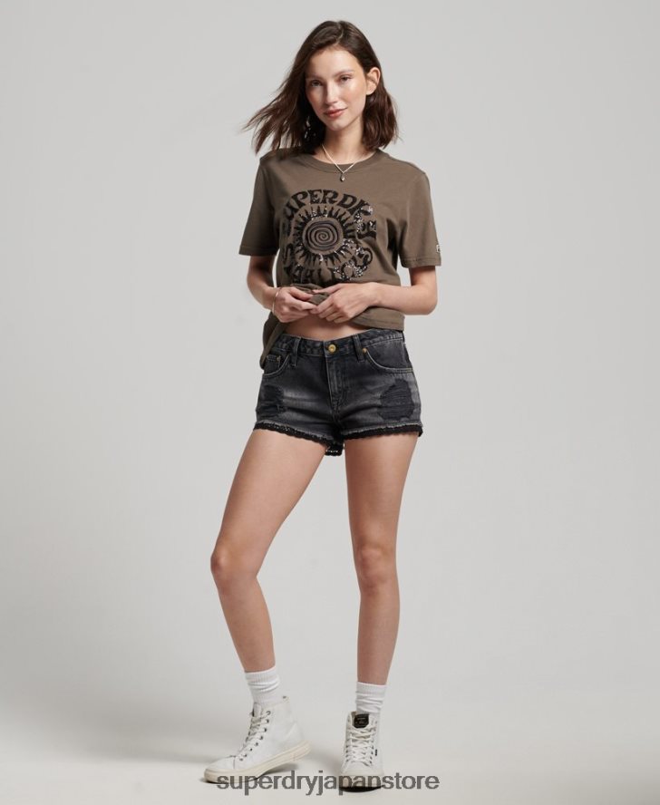 ヴィンテージ装飾Tシャツ 女性 Superdry 衣類 カーキ 2J62PZ2722