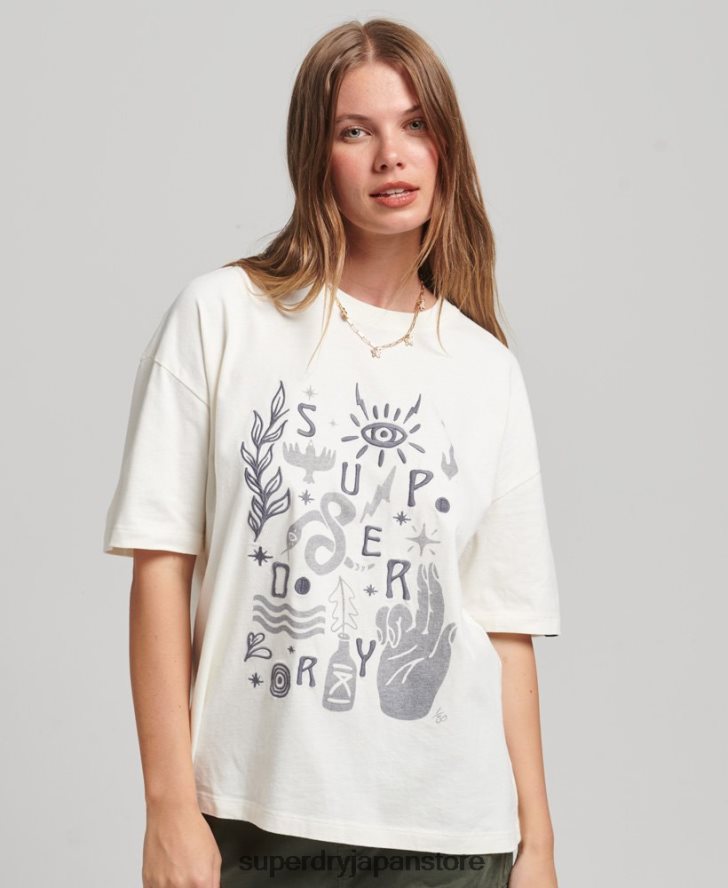 遊牧民のTシャツ 女性 Superdry 衣類 白 2J62PZ2724