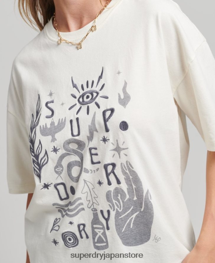 遊牧民のTシャツ 女性 Superdry 衣類 白 2J62PZ2724