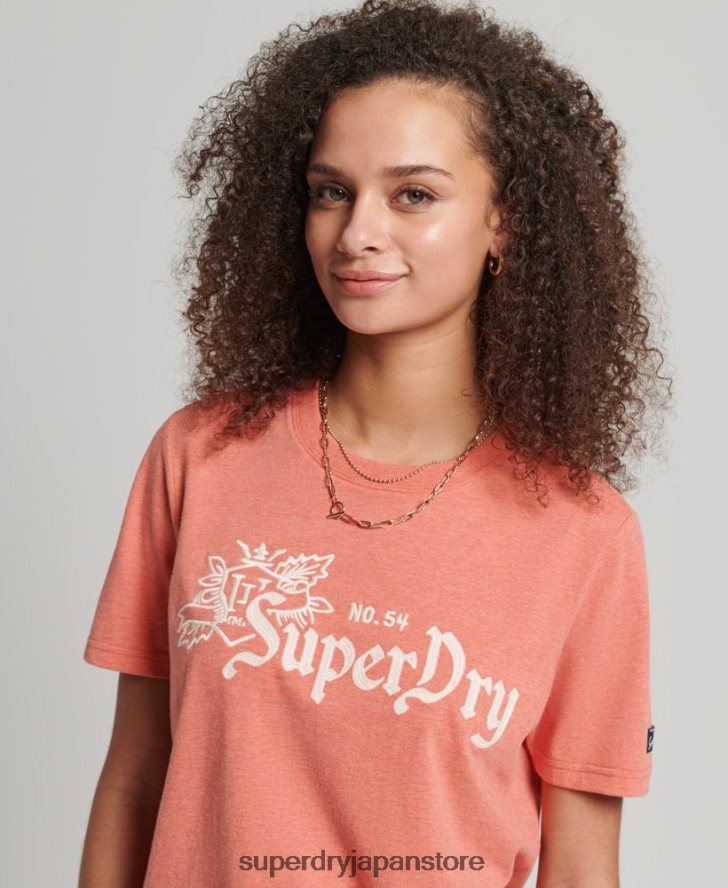 ヴィンテージ プライド イン クラフト T シャツ 女性 Superdry 衣類 コーラル 2J62PZ2725