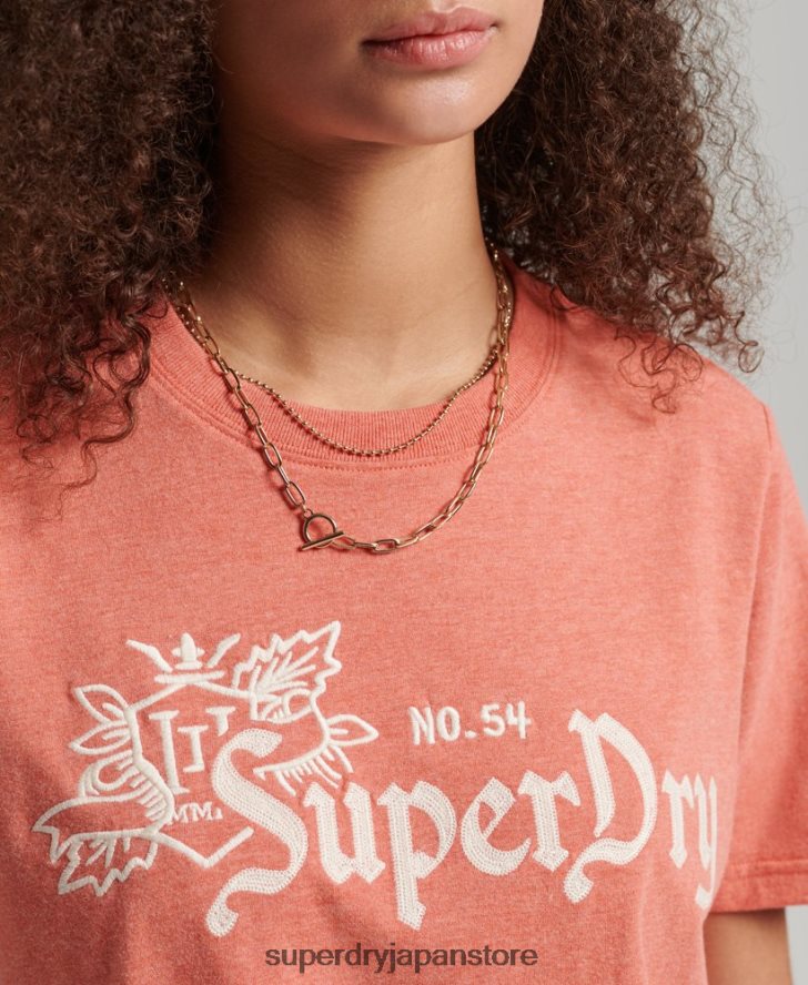 ヴィンテージ プライド イン クラフト T シャツ 女性 Superdry 衣類 コーラル 2J62PZ2725