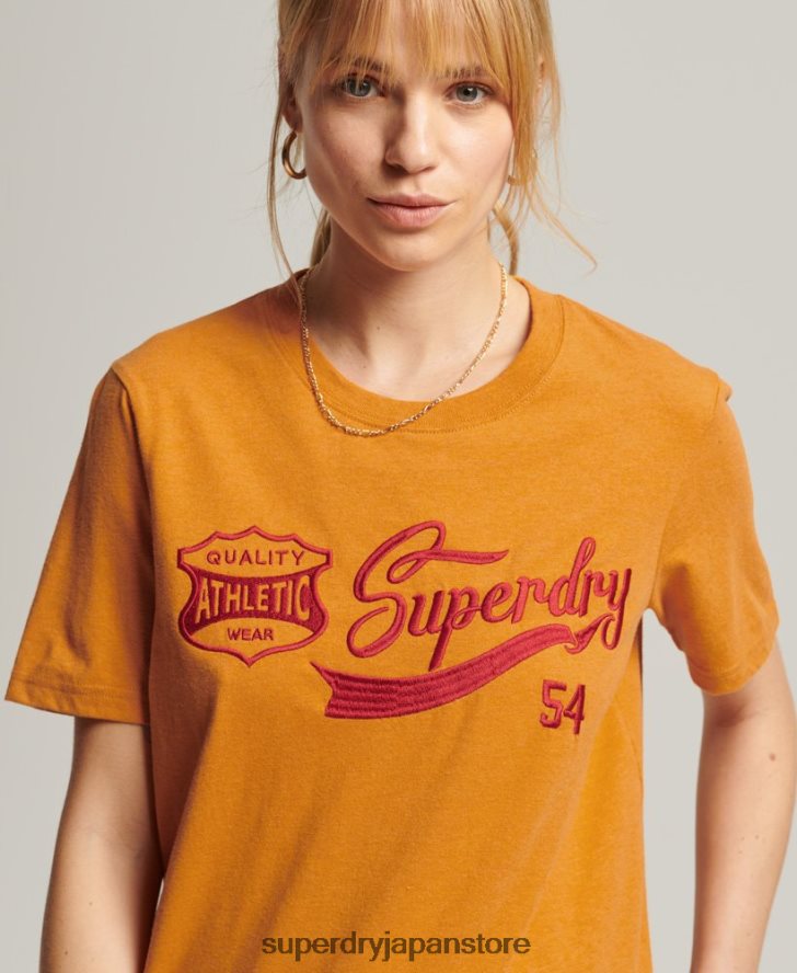 ヴィンテージスクリプトスタイルカレッジTシャツ 女性 Superdry 衣類 黄色 2J62PZ2731