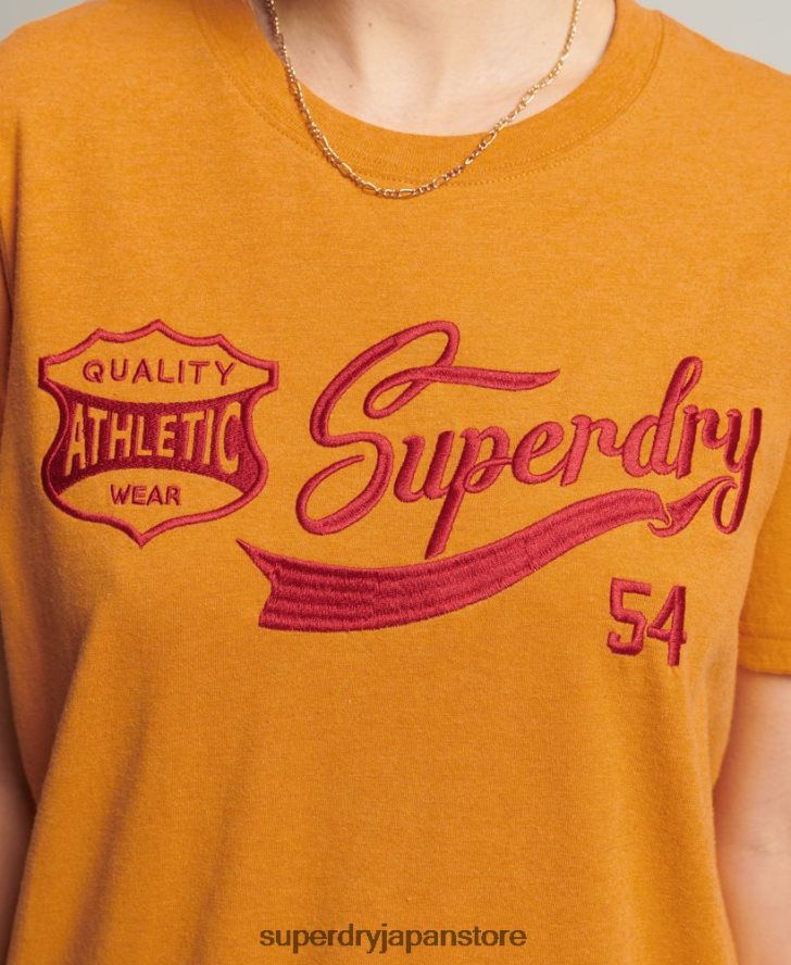 ヴィンテージスクリプトスタイルカレッジTシャツ 女性 Superdry 衣類 黄色 2J62PZ2731