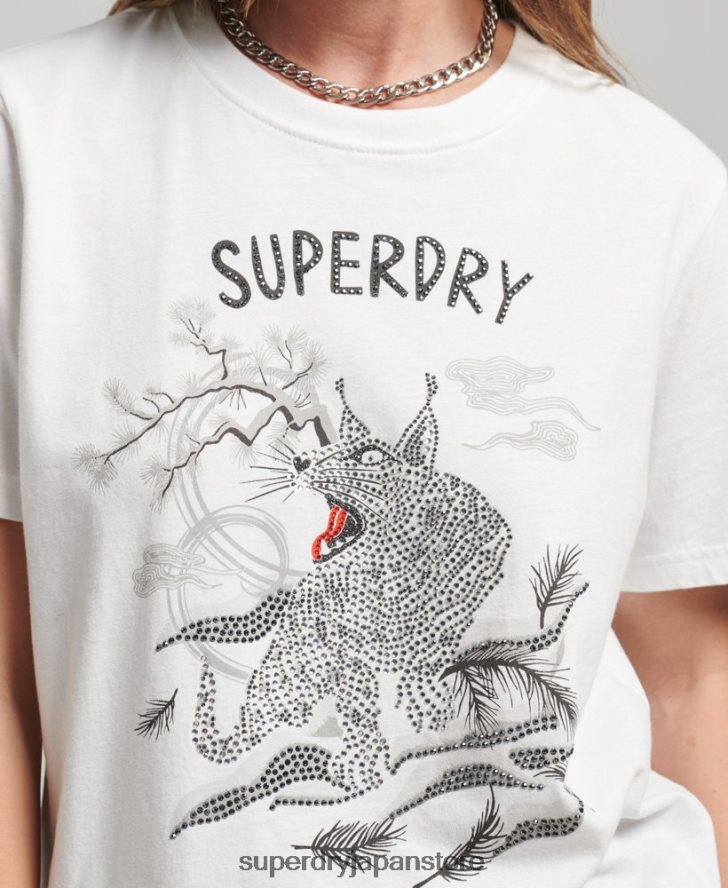 スイカグラフィックTシャツ 女性 Superdry 衣類 クリーム 2J62PZ2732