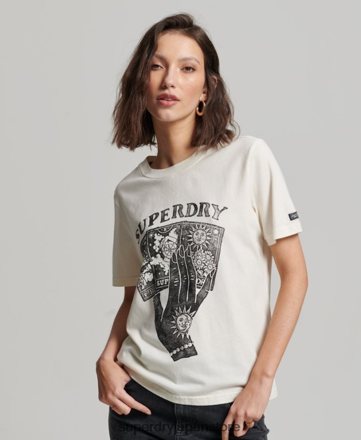 タロットカードグラフィックTシャツ 女性 Superdry 衣類 白 2J62PZ2735