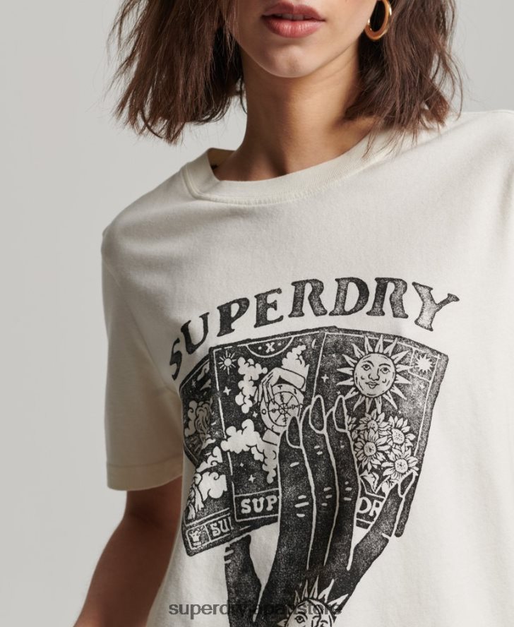 タロットカードグラフィックTシャツ 女性 Superdry 衣類 白 2J62PZ2735