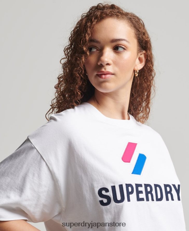 コードスタックボクシーTシャツ 女性 Superdry 衣類 白 2J62PZ2737