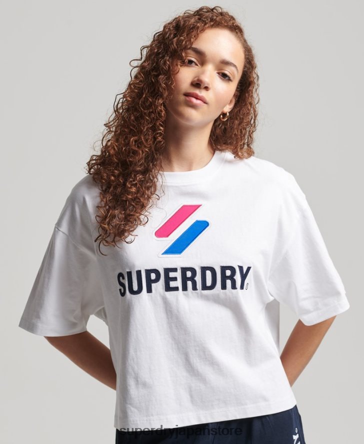 コードスタックボクシーTシャツ 女性 Superdry 衣類 白 2J62PZ2737