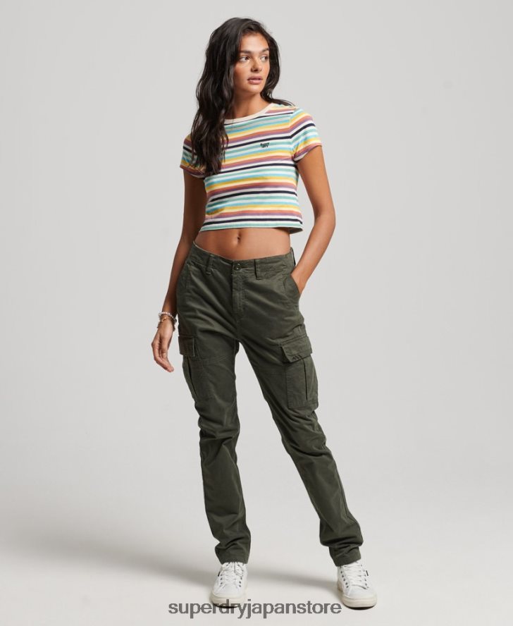 ヴィンテージストライプクロップTシャツ 女性 Superdry 衣類 黄色 2J62PZ2738