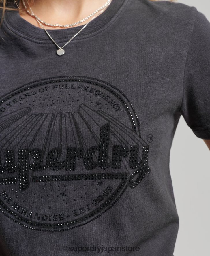 ヴィンテージマーチストアスキニーTシャツ 女性 Superdry 衣類 黒 2J62PZ2747