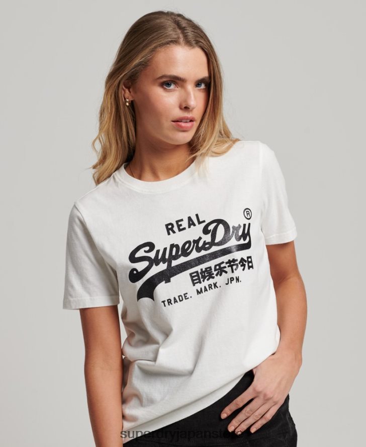 ヴィンテージロゴ装飾 Tシャツ 女性 Superdry 衣類 白 2J62PZ2749