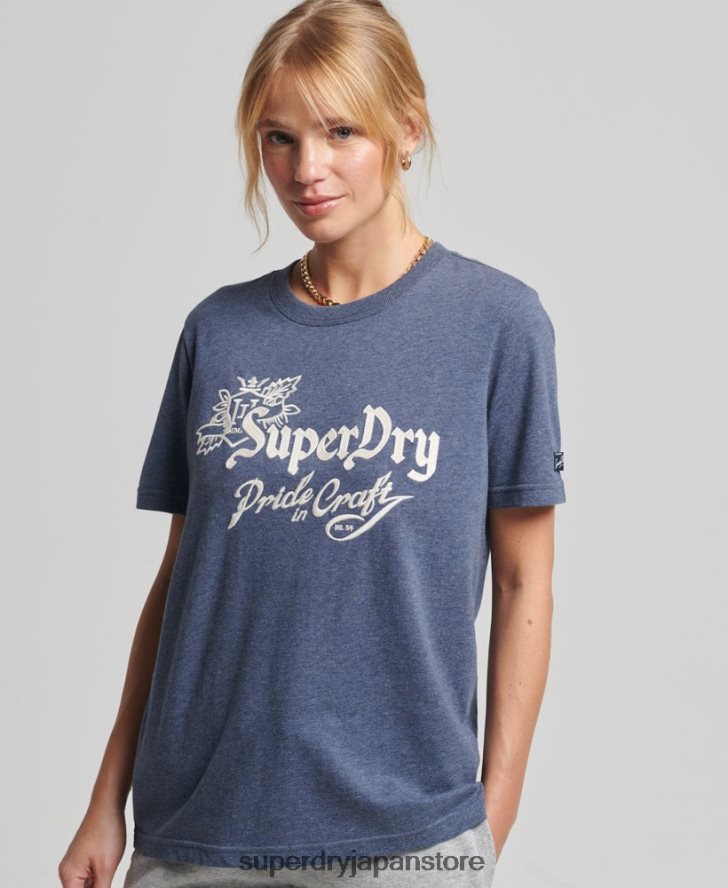 ヴィンテージ プライド イン クラフト T シャツ 女性 Superdry 衣類 海軍 2J62PZ2752