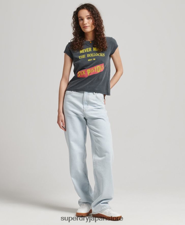 セックス ピストルズ 限定版 キャップ スリーブ T シャツ 女性 Superdry 衣類 濃い灰色 2J62PZ2756