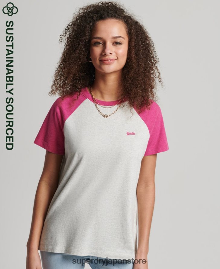 オーガニックコットン ヴィンテージ ベースボール T シャツ 女性 Superdry 衣類 白 2J62PZ2768