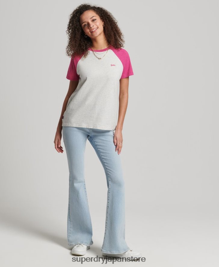 オーガニックコットン ヴィンテージ ベースボール T シャツ 女性 Superdry 衣類 白 2J62PZ2768