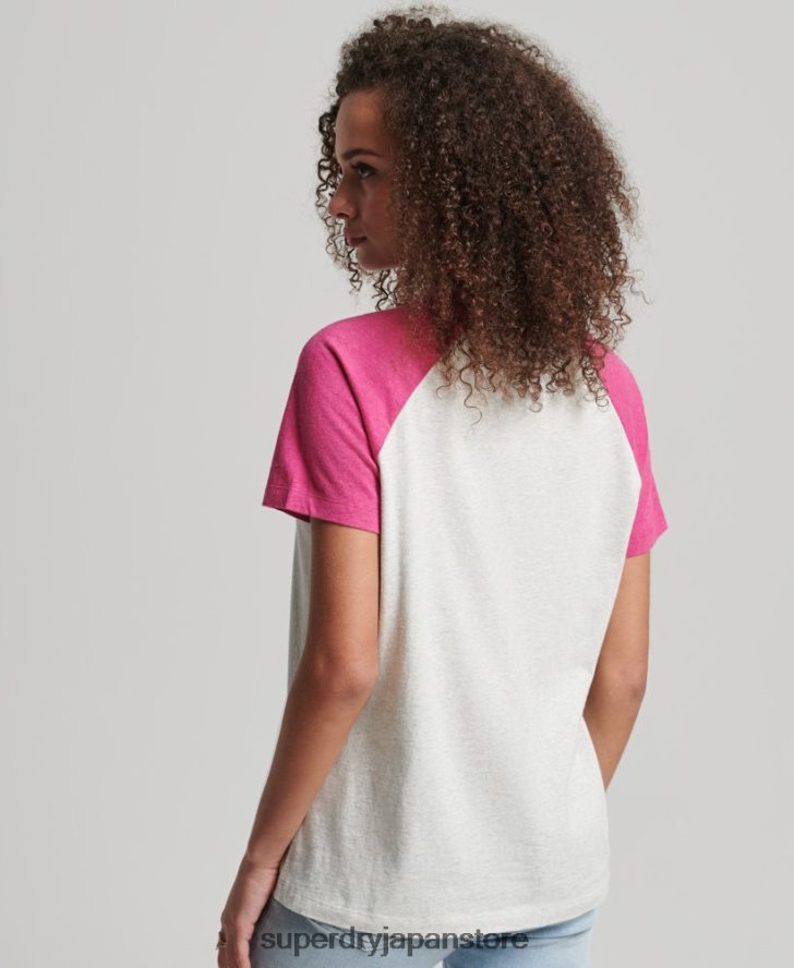 オーガニックコットン ヴィンテージ ベースボール T シャツ 女性 Superdry 衣類 白 2J62PZ2768