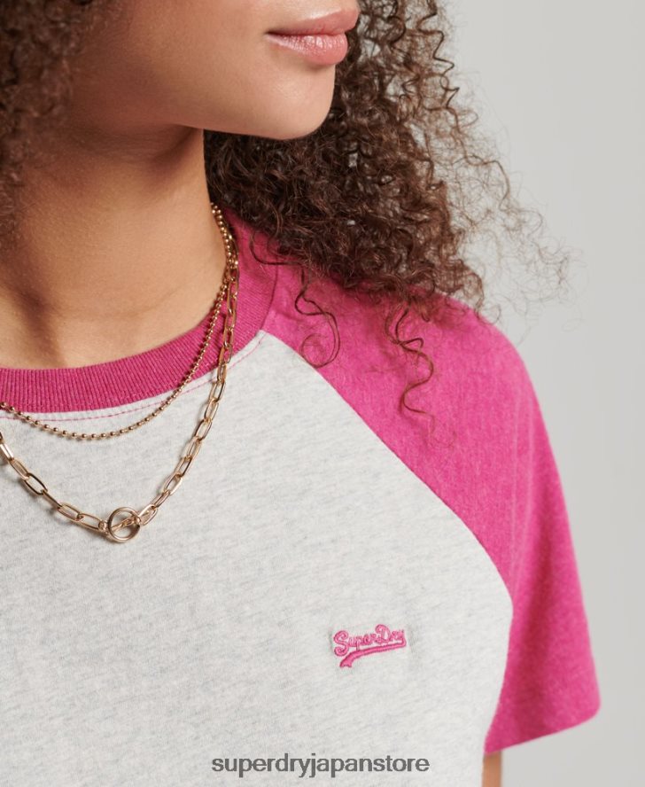 オーガニックコットン ヴィンテージ ベースボール T シャツ 女性 Superdry 衣類 白 2J62PZ2768