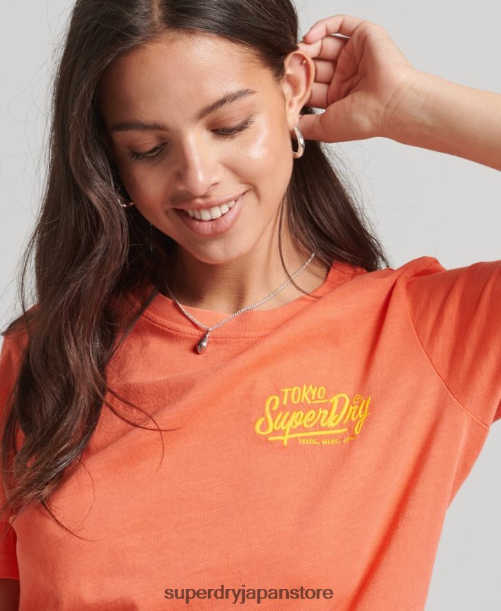 スクリプトスタイル ネオン Tシャツ 女性 Superdry 衣類 コーラル 2J62PZ2770