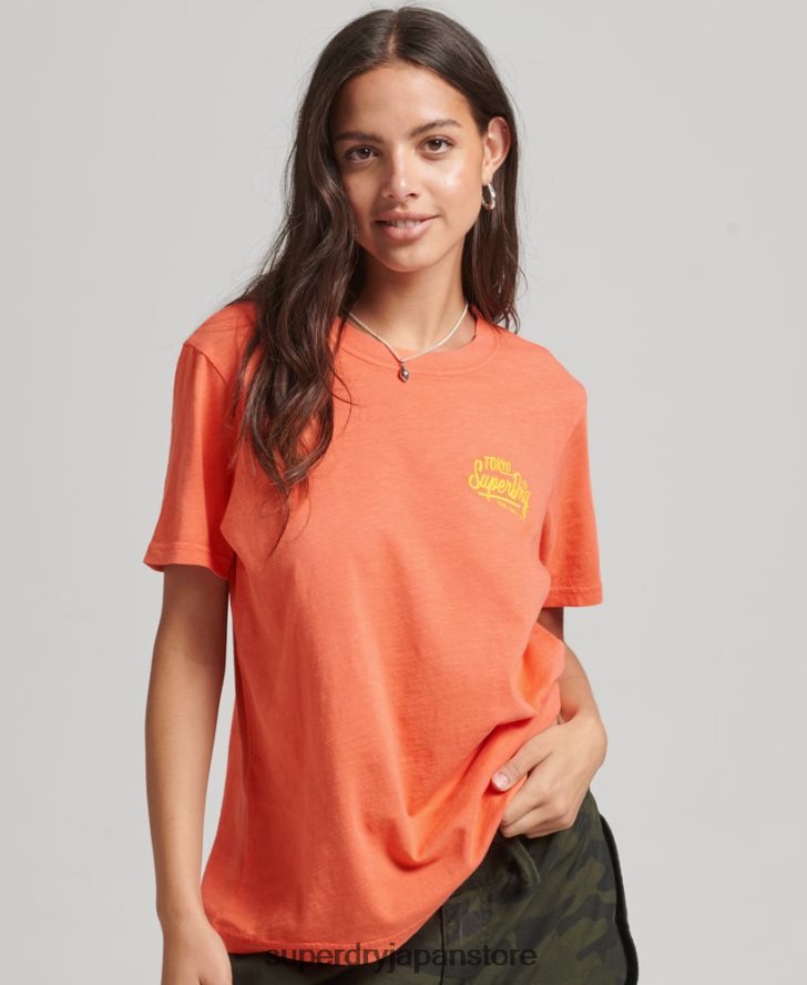 スクリプトスタイル ネオン Tシャツ 女性 Superdry 衣類 コーラル 2J62PZ2770