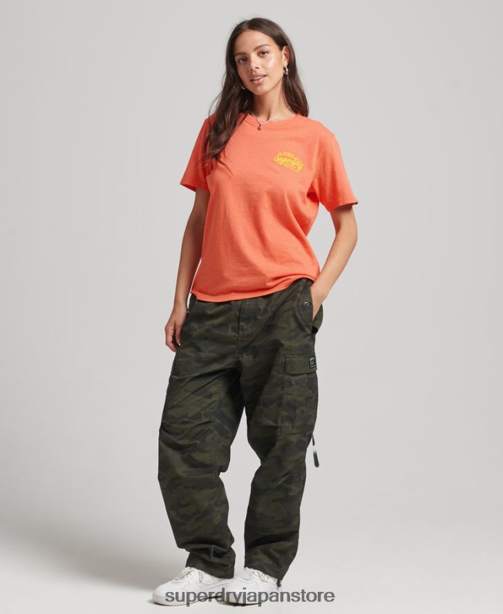 スクリプトスタイル ネオン Tシャツ 女性 Superdry 衣類 コーラル 2J62PZ2770