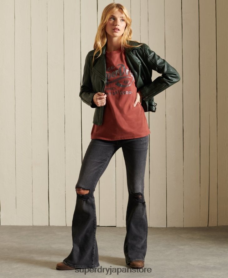 スクリプトスタイルワークウェアフォイルTシャツ 女性 Superdry 衣類 赤 2J62PZ2771