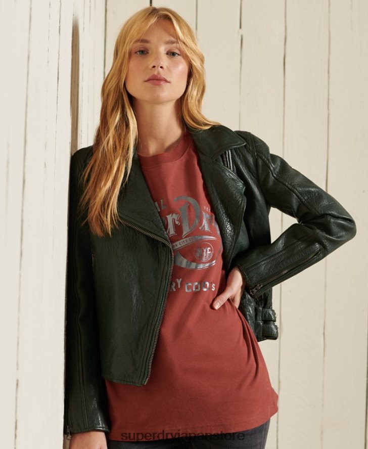 スクリプトスタイルワークウェアフォイルTシャツ 女性 Superdry 衣類 赤 2J62PZ2771