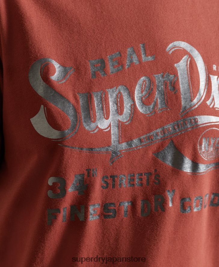スクリプトスタイルワークウェアフォイルTシャツ 女性 Superdry 衣類 赤 2J62PZ2771