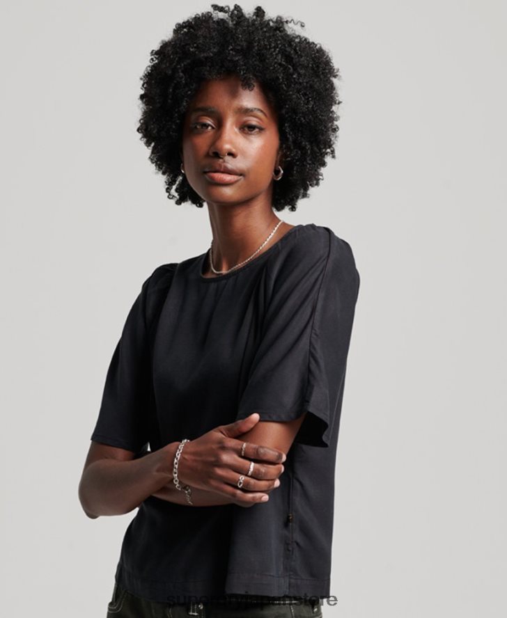 テンセル織りTシャツ 女性 Superdry 衣類 黒 2J62PZ2774