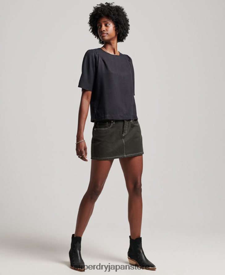 テンセル織りTシャツ 女性 Superdry 衣類 黒 2J62PZ2774