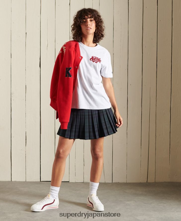 スクリプトスタイルカレッジフロッキーTシャツ 女性 Superdry 衣類 ライトグレー 2J62PZ2775
