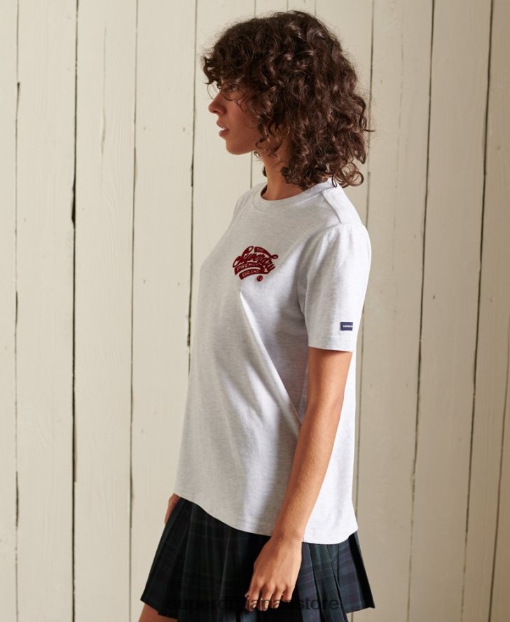 スクリプトスタイルカレッジフロッキーTシャツ 女性 Superdry 衣類 ライトグレー 2J62PZ2775