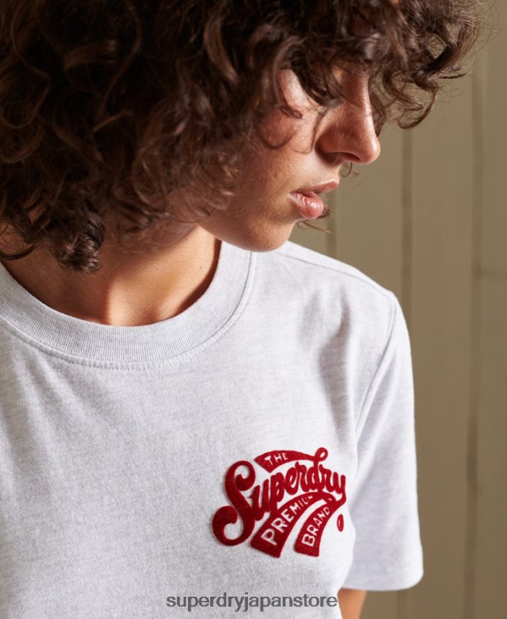 スクリプトスタイルカレッジフロッキーTシャツ 女性 Superdry 衣類 ライトグレー 2J62PZ2775