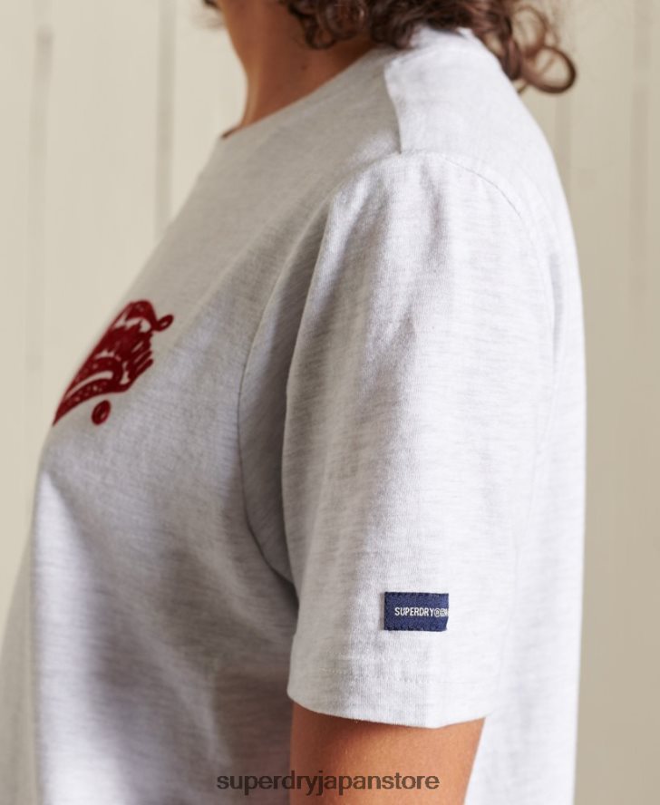 スクリプトスタイルカレッジフロッキーTシャツ 女性 Superdry 衣類 ライトグレー 2J62PZ2775