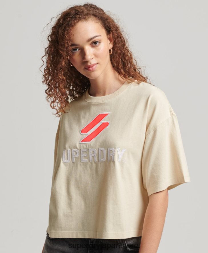 コードスタックボクシーTシャツ 女性 Superdry 衣類 クリーム 2J62PZ2776