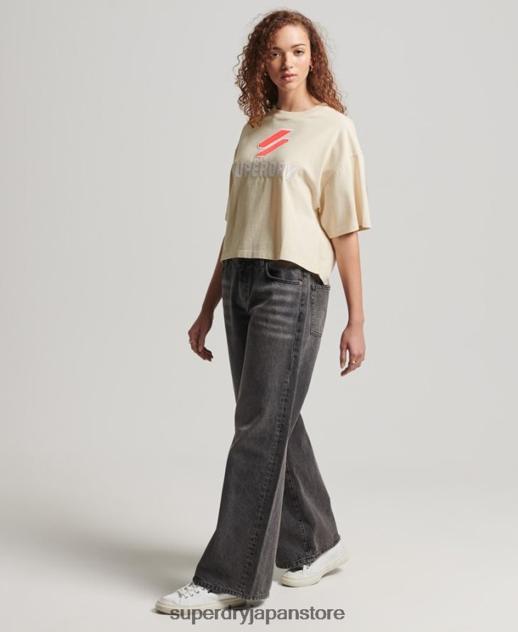 コードスタックボクシーTシャツ 女性 Superdry 衣類 クリーム 2J62PZ2776