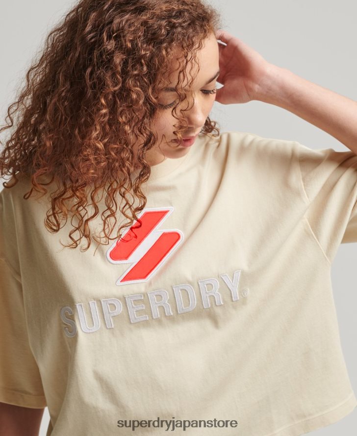 コードスタックボクシーTシャツ 女性 Superdry 衣類 クリーム 2J62PZ2776