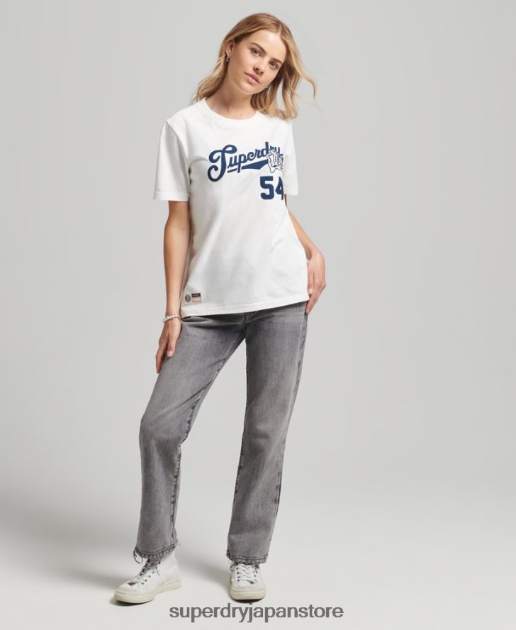 スクリプトスタイルカレッジTシャツ 女性 Superdry 衣類 白 2J62PZ2777
