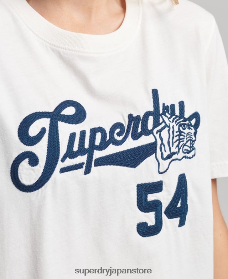 スクリプトスタイルカレッジTシャツ 女性 Superdry 衣類 白 2J62PZ2777