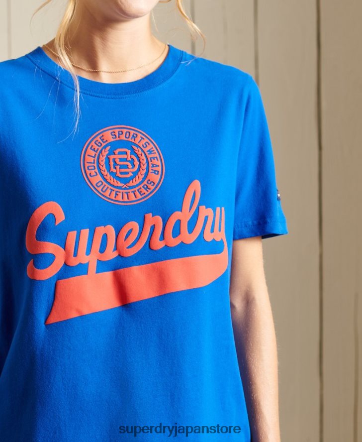 スクリプトスタイルカレッジTシャツ 女性 Superdry 衣類 青 2J62PZ2779