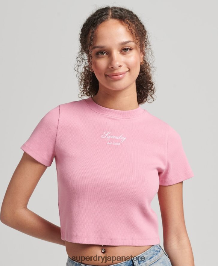 コードヘリテージクロップフィットTシャツ 女性 Superdry 衣類 ピンク 2J62PZ2782