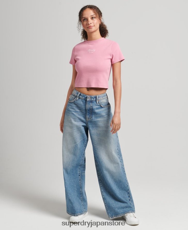 コードヘリテージクロップフィットTシャツ 女性 Superdry 衣類 ピンク 2J62PZ2782