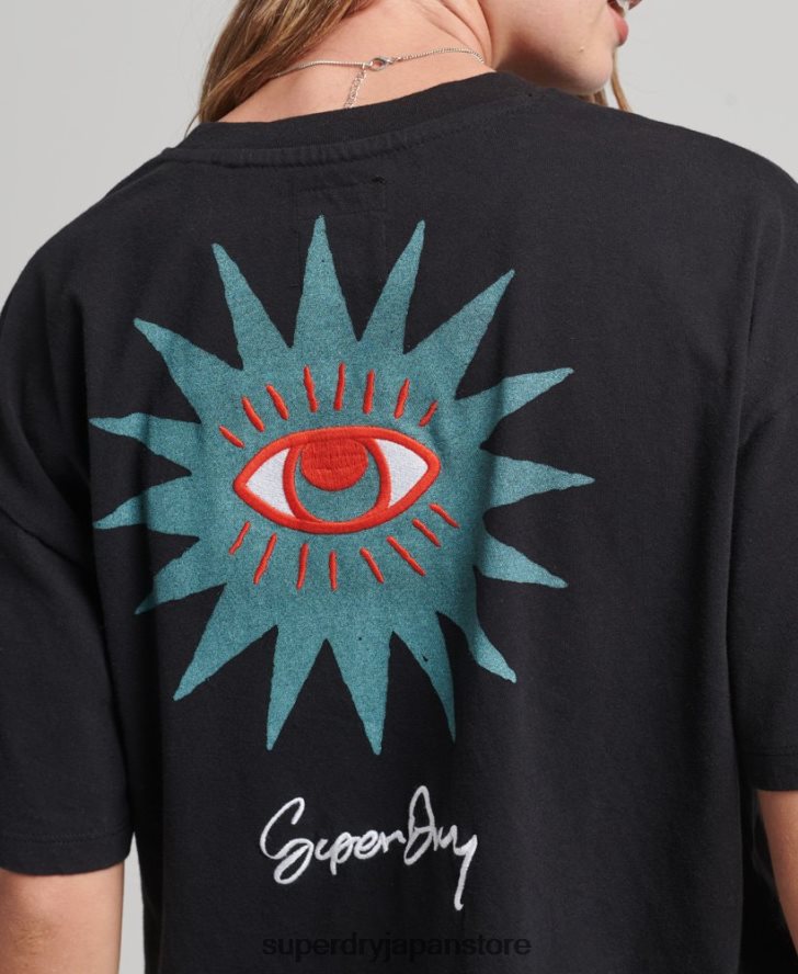 遊牧民のTシャツ 女性 Superdry 衣類 黒 2J62PZ2789