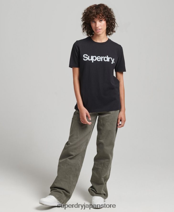 オーガニックコットン コアロゴ Tシャツ 女性 Superdry 衣類 黒 2J62PZ2793