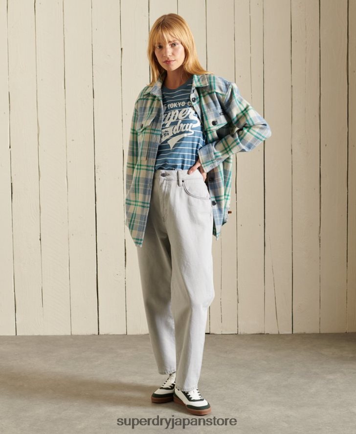 スクリプトスタイルカレッジストライプTシャツ 女性 Superdry 衣類 青 2J62PZ2794